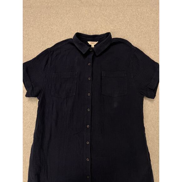 Weatherproof Vintage Tunic Short Dress Womens XL Short Sleeve Button Up Navy - Picture 3 of 11